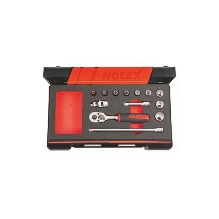 Holex 13 Pc 1/4 inch Drive Socket Set, 6 pt, 4 mm to 13 mm 630068 6